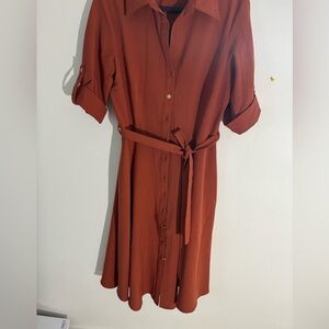 Size 4 burnt orange tie flare dress from Sharagano